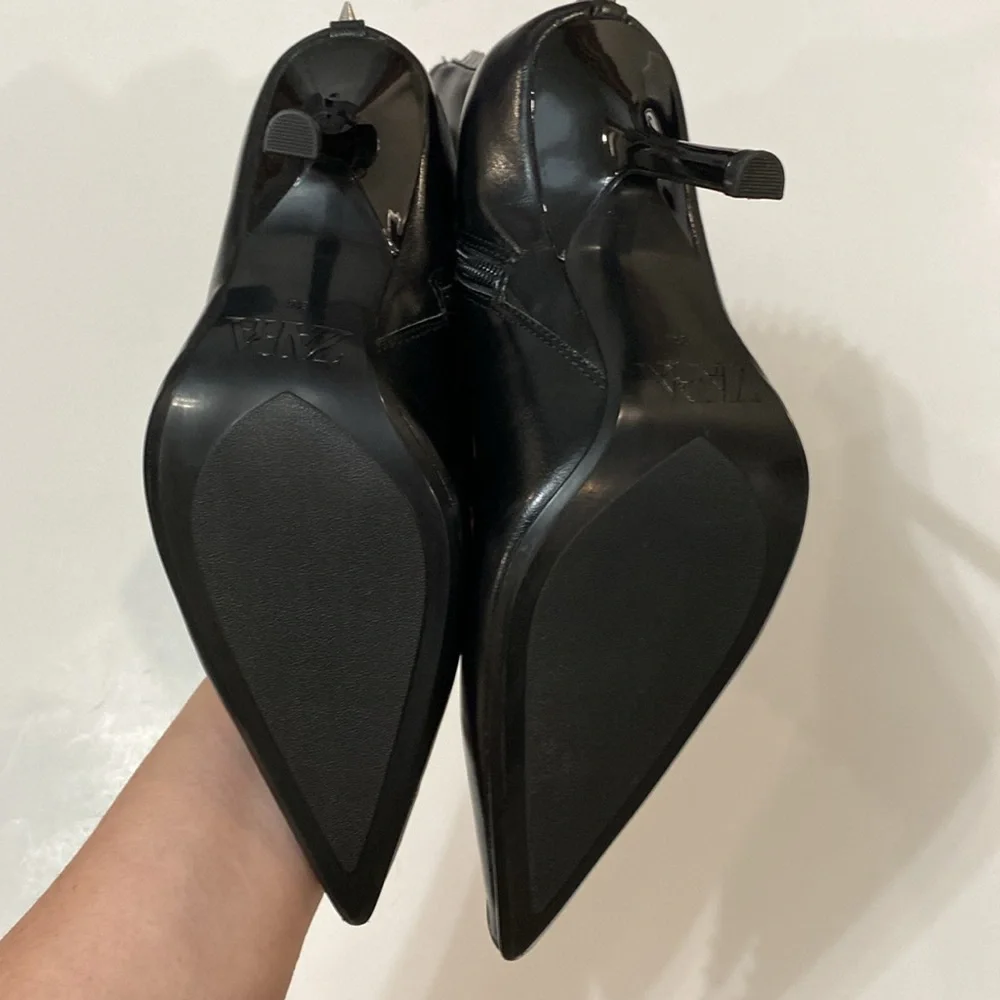 Zara Studded Heeled Ankle Boots studs Spiked Size 36 NEW - Picture 14 of 16